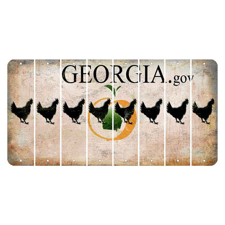 Georgia.gov Cut License Plate Strips (Set of 8) Chicken