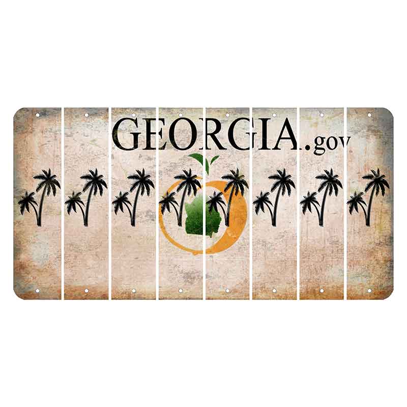 Georgia.gov Cut License Plate Strips (Set of 8) Palm Trees