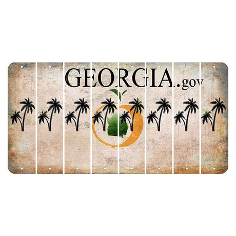 Georgia.gov Cut License Plate Strips (Set of 8) Palm Trees