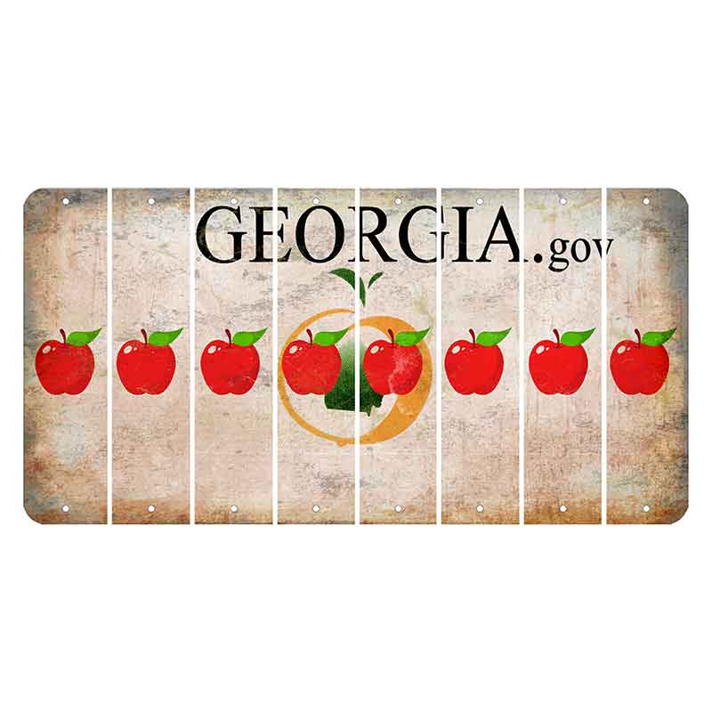 Georgia.gov Cut License Plate Strips (Set of 8) Apple