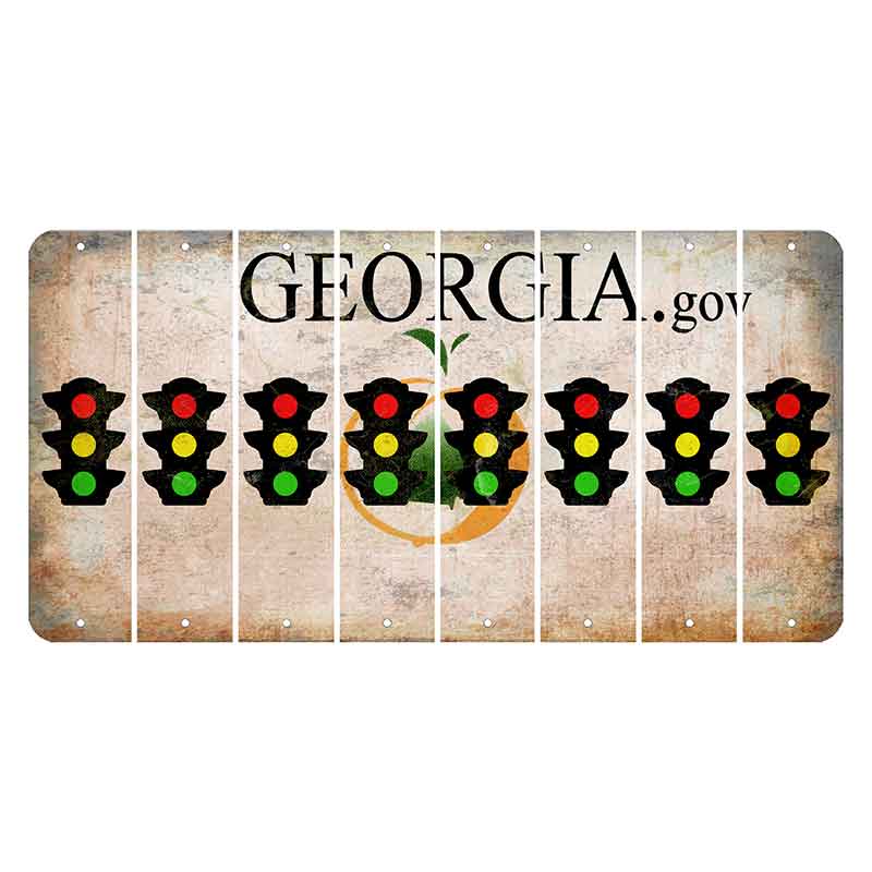 Georgia.gov Cut License Plate Strips (Set of 8) Traffic Light