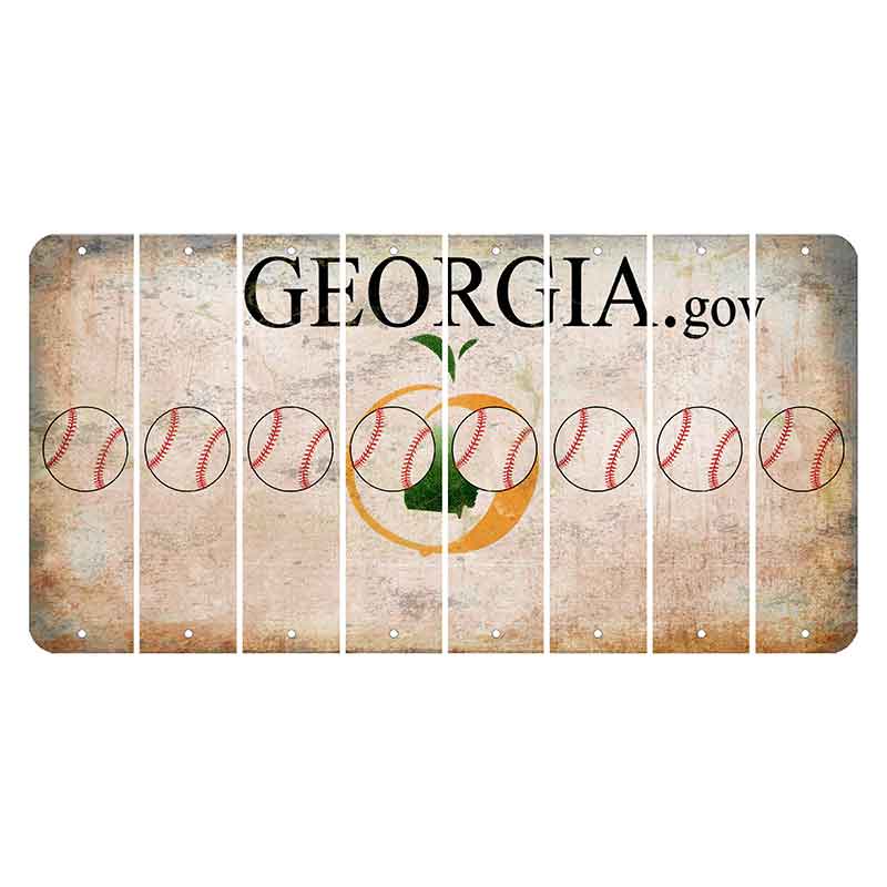 Georgia.gov Cut License Plate Strips (Set of 8) Baseball