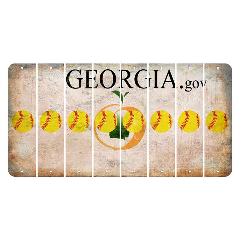 Georgia.gov Cut License Plate Strips (Set of 8) Softball