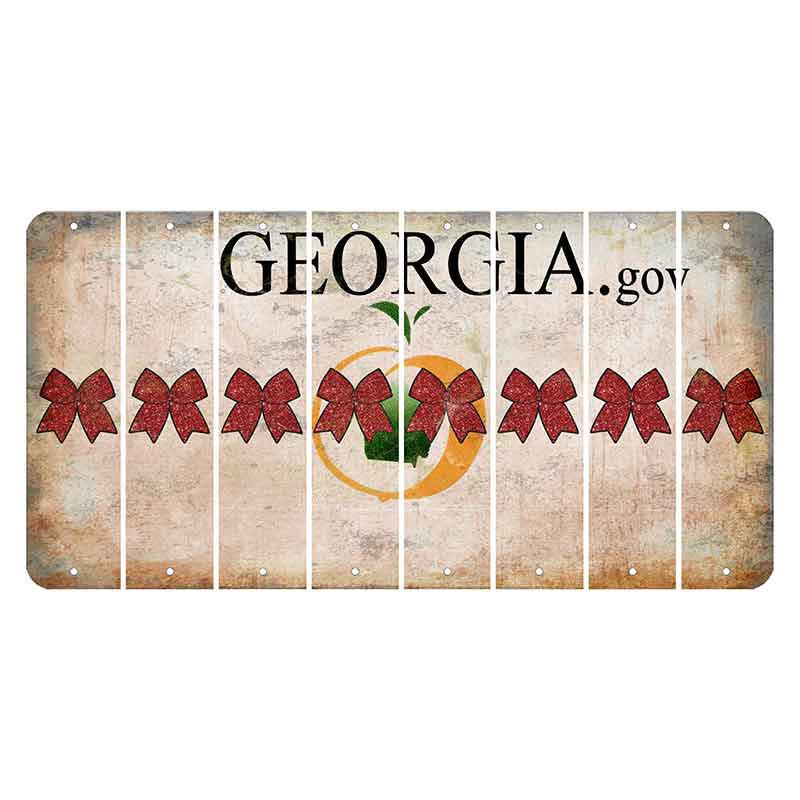 Georgia.gov Cut License Plate Strips (Set of 8) Cheer Bow