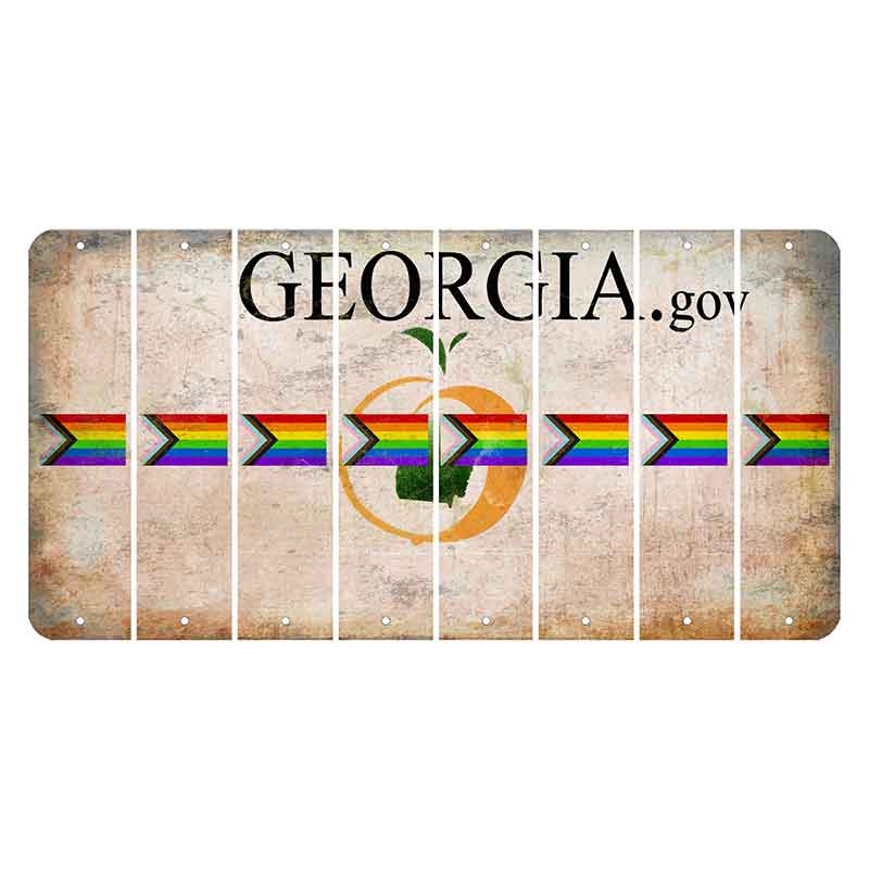 Georgia.gov Cut License Plate Strips (Set of 8) LGBTQ Flag