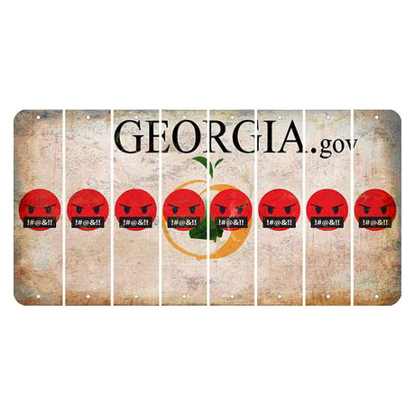 Georgia.gov Cut License Plate Strips (Set of 8) Emoji - Pissed