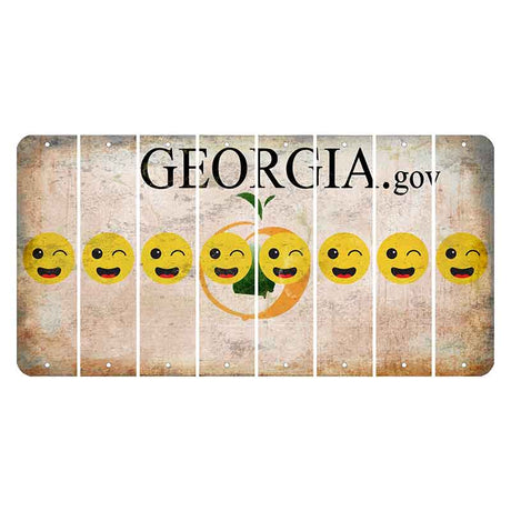 Georgia.gov Cut License Plate Strips (Set of 8) Emoji - Winking