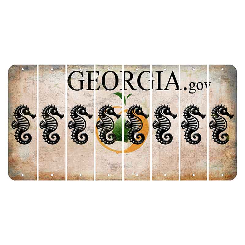 Georgia.gov Cut License Plate Strips (Set of 8) Seahorse