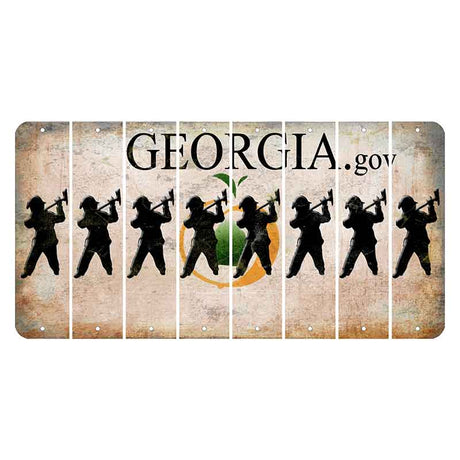 Georgia.gov Cut License Plate Strips (Set of 8) Fireman with Axe