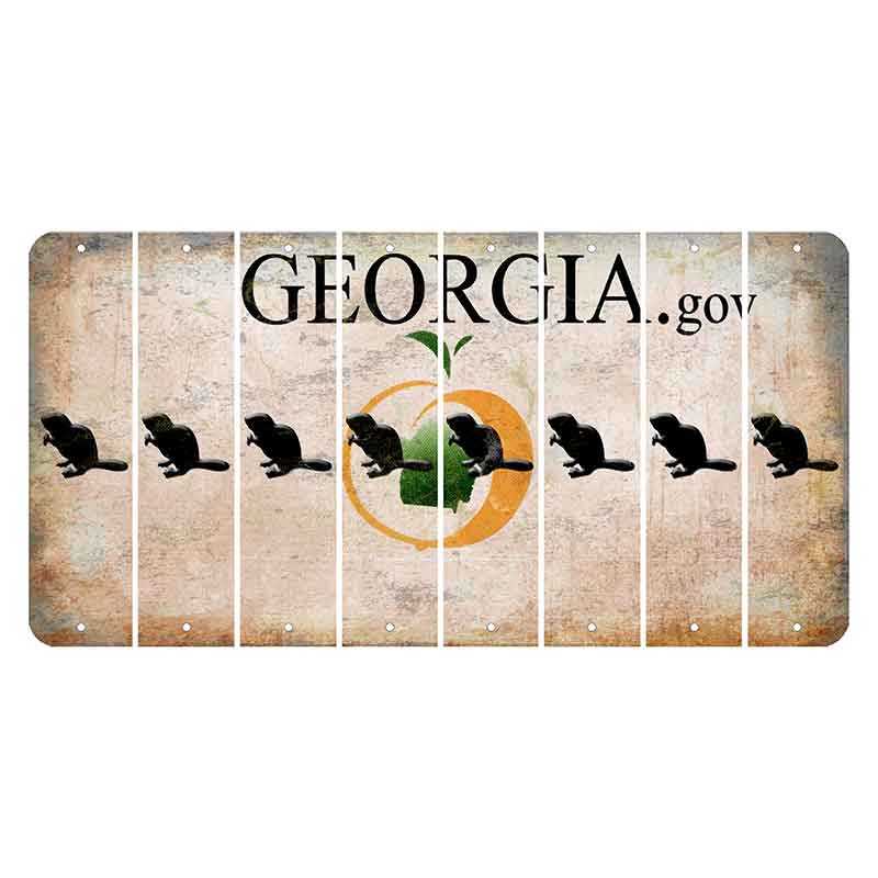 Georgia.gov Cut License Plate Strips (Set of 8) Beaver