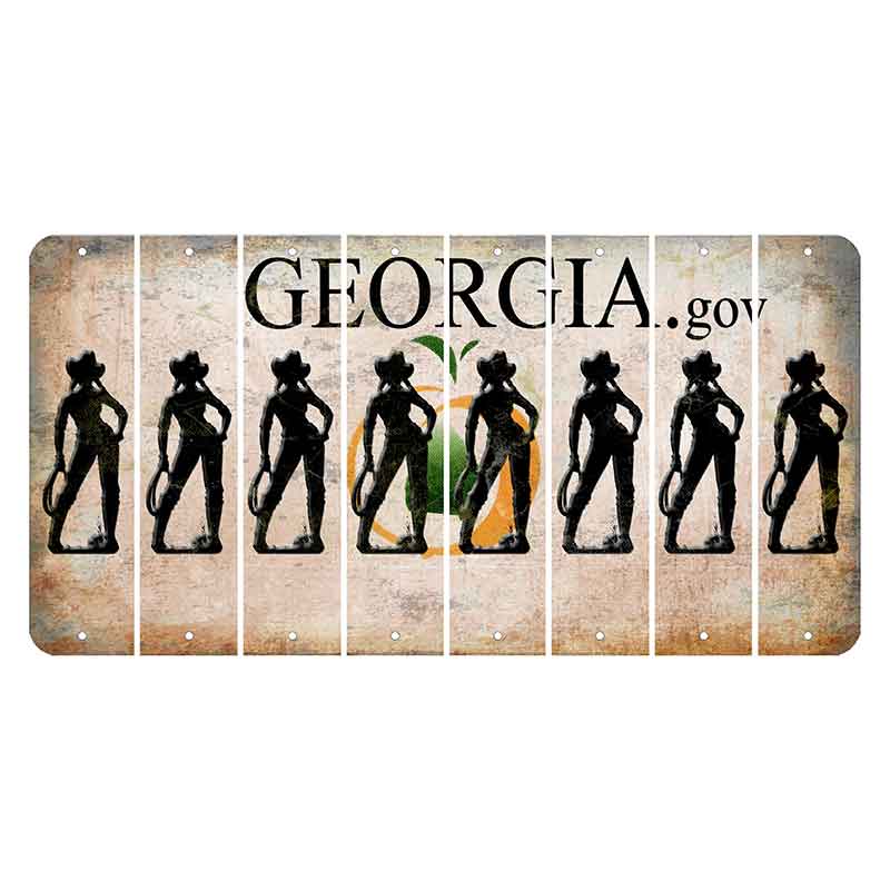 Georgia.gov Cut License Plate Strips (Set of 8) Cowgirl