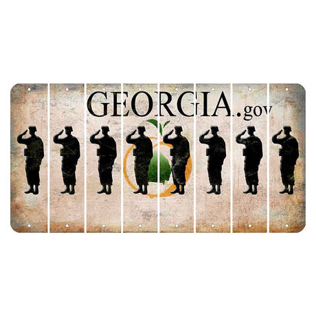 Georgia.gov Cut License Plate Strips (Set of 8) Soldier - Saluting