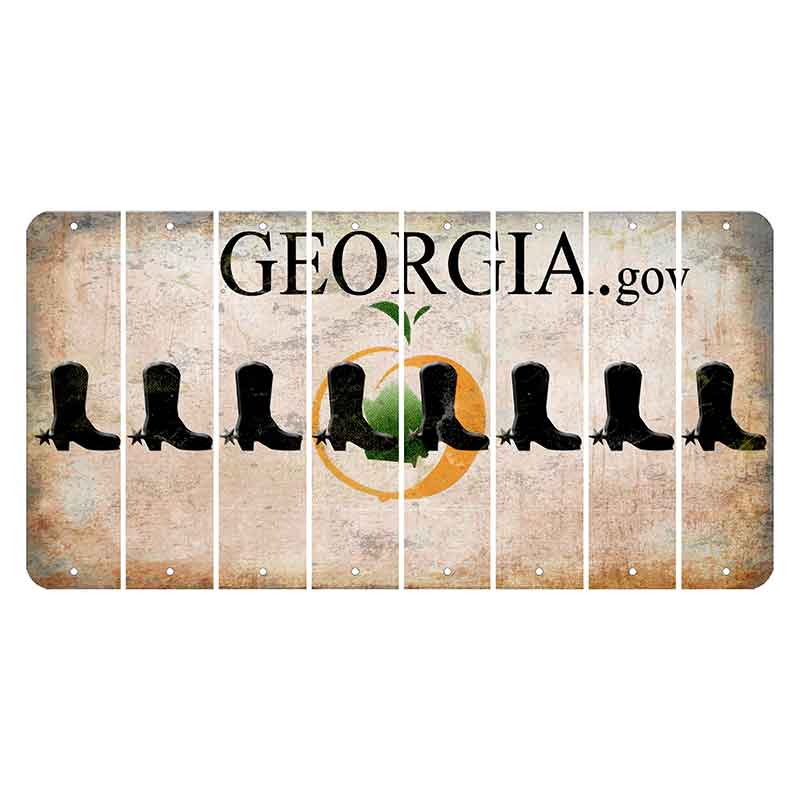 Georgia.gov Cut License Plate Strips (Set of 8) Cowboy Boot