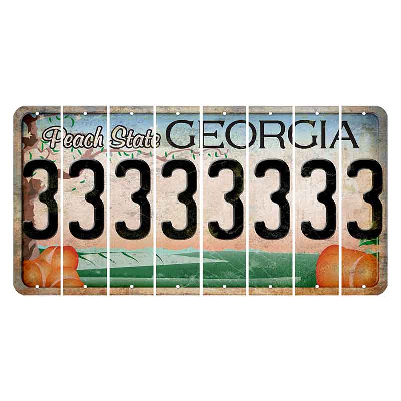 Georgia Peach State Cut License Plate Strips (Set of 8) 3