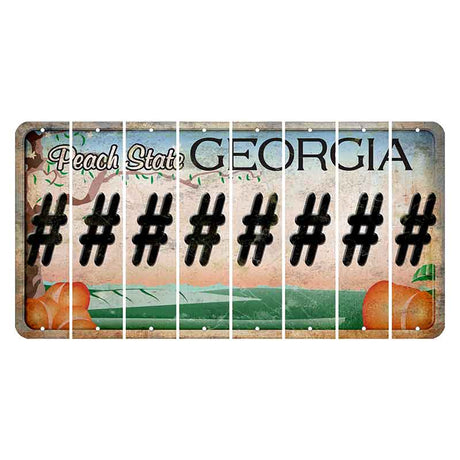 Georgia Peach State Cut License Plate Strips (Set of 8) Hashtag