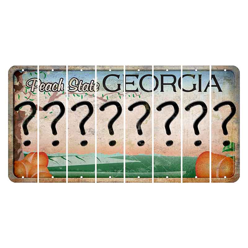 Georgia Peach State Cut License Plate Strips (Set of 8) Question Mark