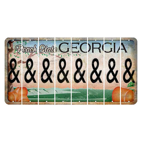 Georgia Peach State Cut License Plate Strips (Set of 8) And Sign