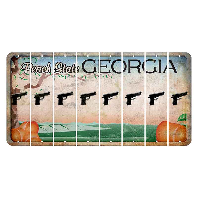 Georgia Peach State Cut License Plate Strips (Set of 8) Handgun
