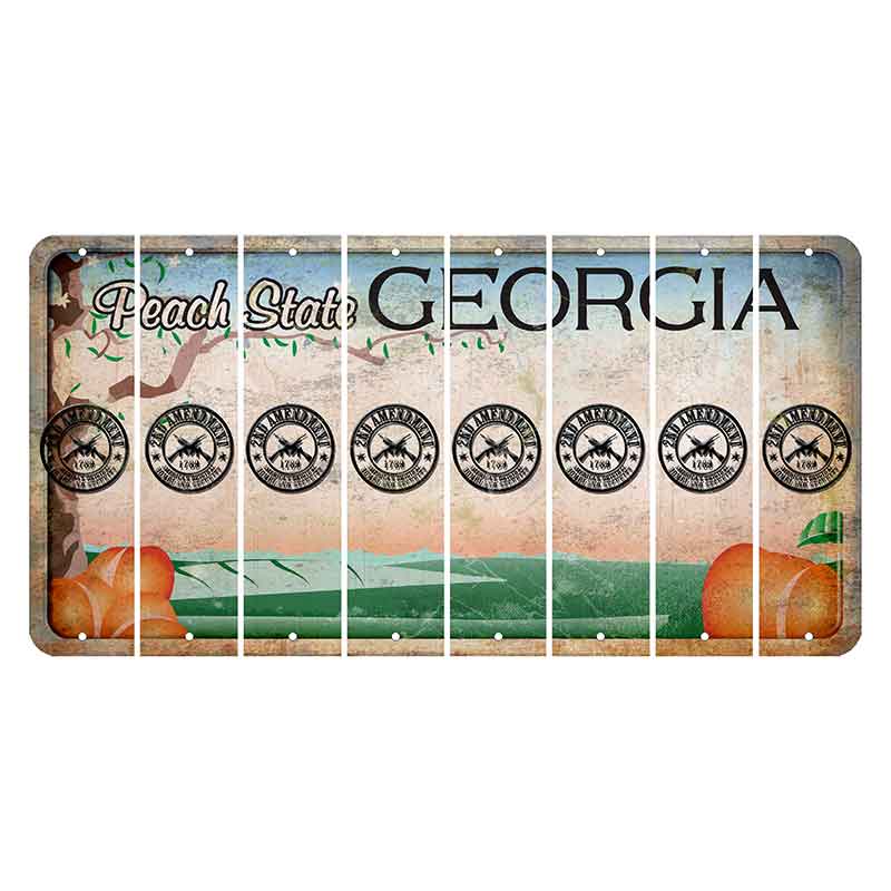 Georgia Peach State Cut License Plate Strips (Set of 8) 2nd Amendment