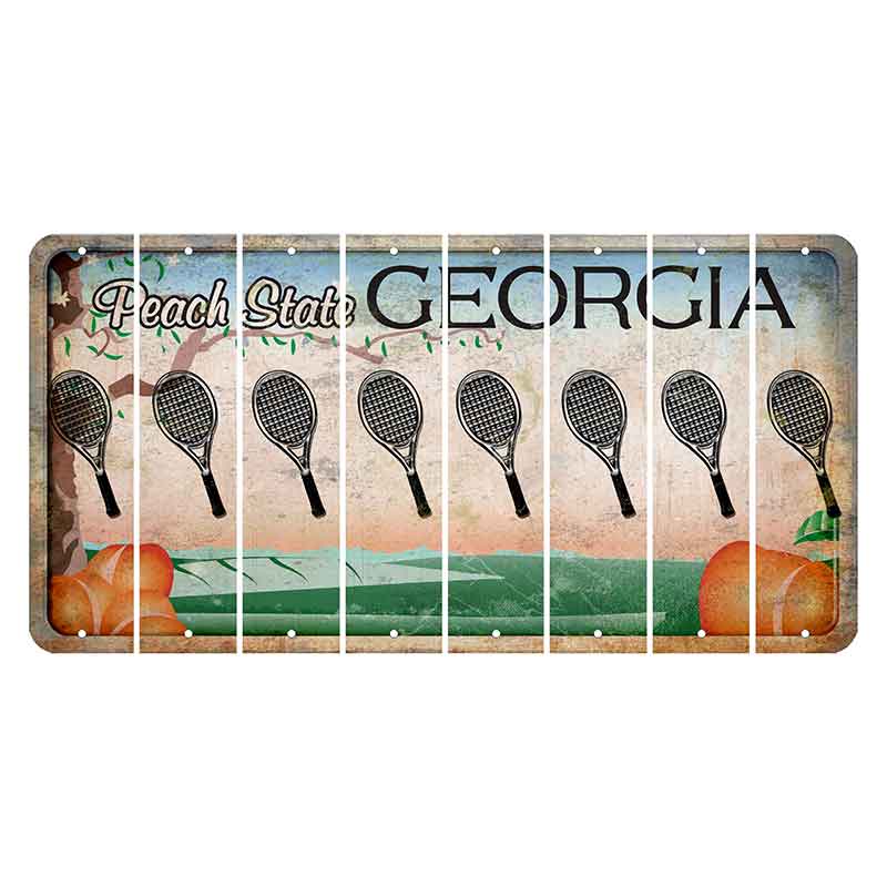 Georgia Peach State Cut License Plate Strips (Set of 8) Tennis Racket