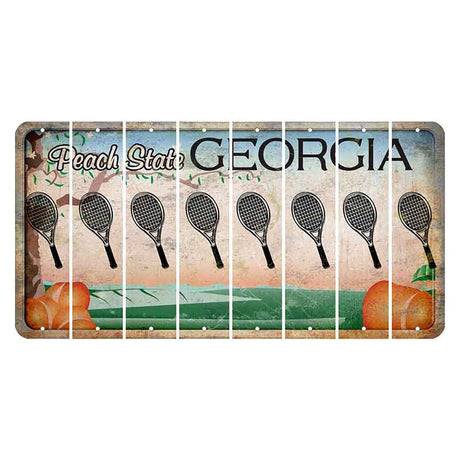 Georgia Peach State Cut License Plate Strips (Set of 8) Tennis Racket