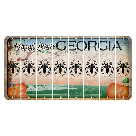 Georgia Peach State Cut License Plate Strips (Set of 8) Spider