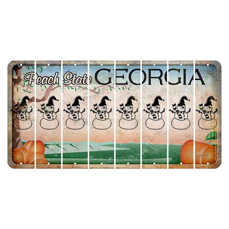 Georgia Peach State Cut License Plate Strips (Set of 8) Snowman