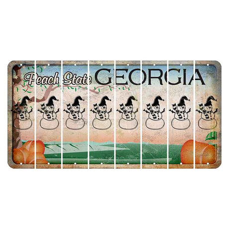 Georgia Peach State Cut License Plate Strips (Set of 8) Snowman