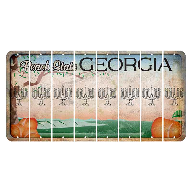 Georgia Peach State Cut License Plate Strips (Set of 8) Menorah
