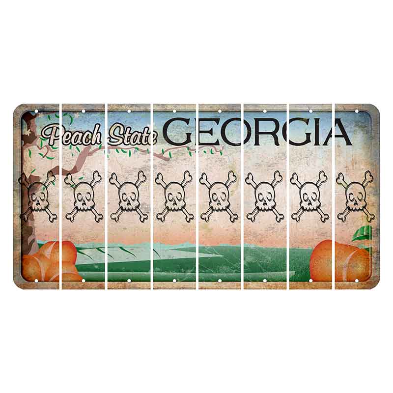 Georgia Peach State Cut License Plate Strips (Set of 8) Skull & Bones