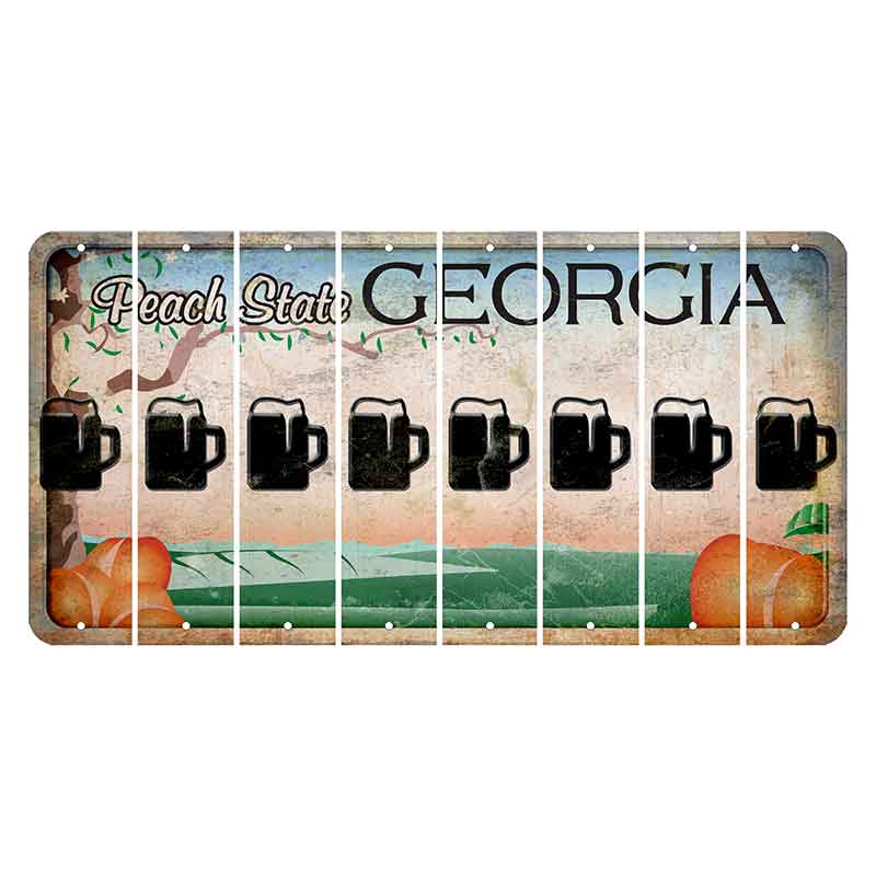Georgia Peach State Cut License Plate Strips (Set of 8) Beer Mug