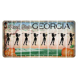 Georgia Peach State Cut License Plate Strips (Set of 8) Female Golfer