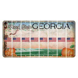 Georgia Peach State Cut License Plate Strips (Set of 8) American Flag