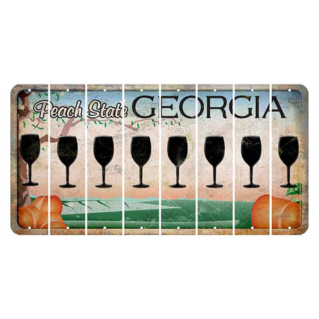 Georgia Peach State Cut License Plate Strips (Set of 8) Wine Glass