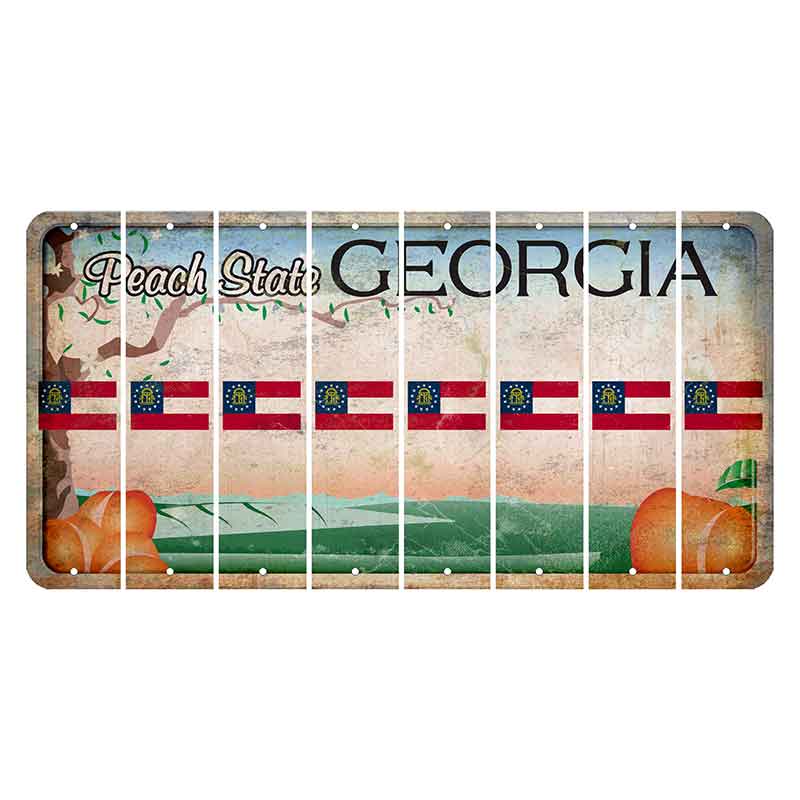 Georgia Peach State Cut License Plate Strips (Set of 8) State Flag