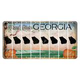 Georgia Peach State Cut License Plate Strips (Set of 8) State Silhouette