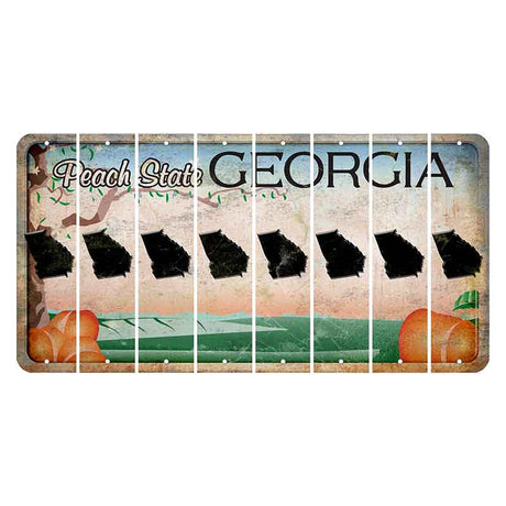 Georgia Peach State Cut License Plate Strips (Set of 8) State Silhouette