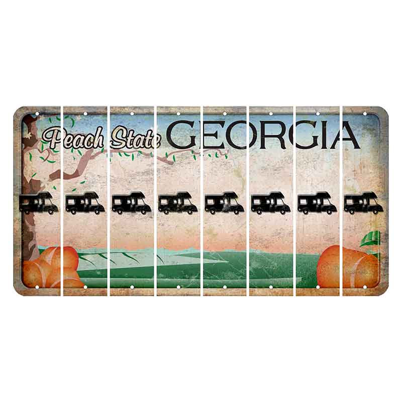 Georgia Peach State Cut License Plate Strips (Set of 8) Camper