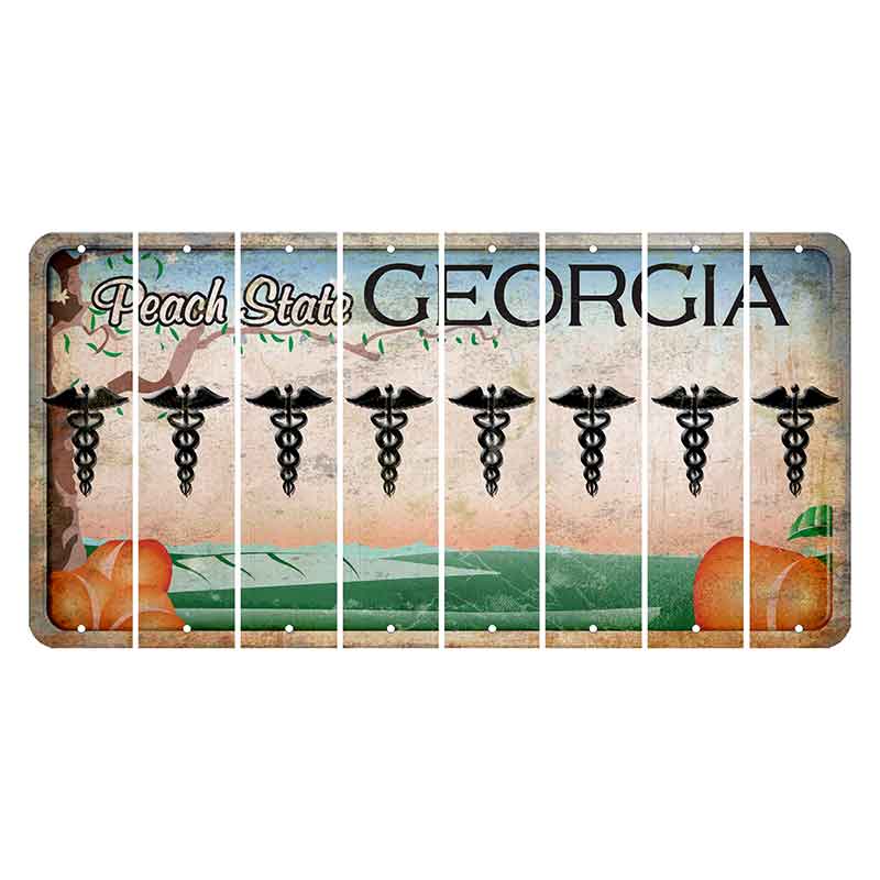 Georgia Peach State Cut License Plate Strips (Set of 8) Caduceus