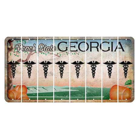 Georgia Peach State Cut License Plate Strips (Set of 8) Caduceus