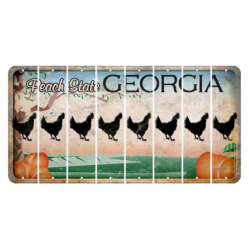 Georgia Peach State Cut License Plate Strips (Set of 8) Chicken