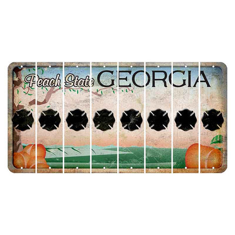 Georgia Peach State Cut License Plate Strips (Set of 8) Fire Badge