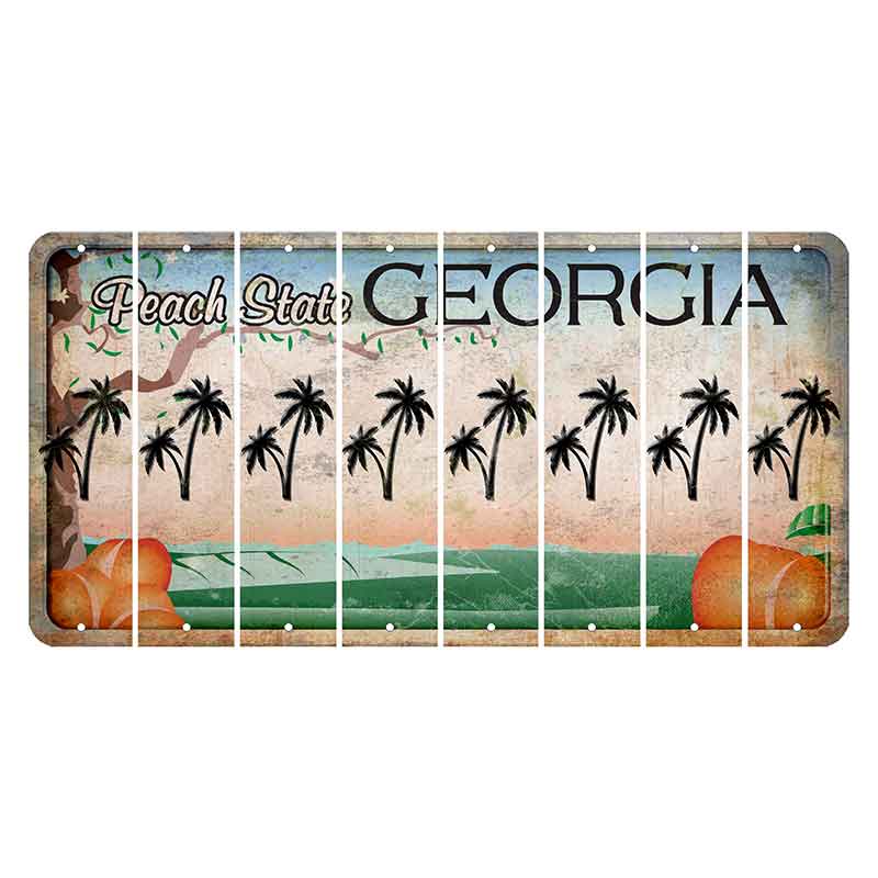 Georgia Peach State Cut License Plate Strips (Set of 8) Palm Trees