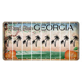 Georgia Peach State Cut License Plate Strips (Set of 8) Palm Trees