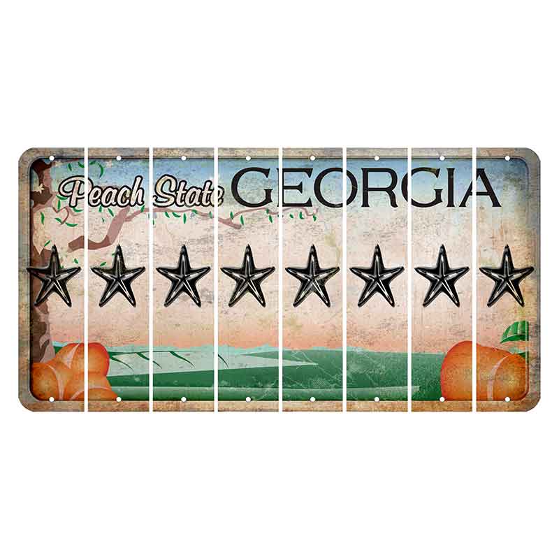 Georgia Peach State Cut License Plate Strips (Set of 8) Star Fish