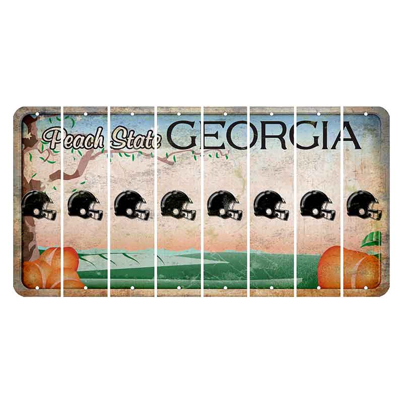 Georgia Peach State Cut License Plate Strips (Set of 8) Football Helmet