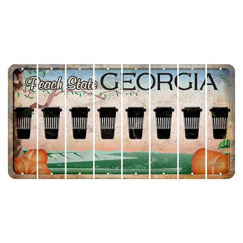 Georgia Peach State Cut License Plate Strips (Set of 8) Latte