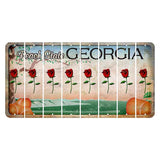 Georgia Peach State Cut License Plate Strips (Set of 8) Red Rose