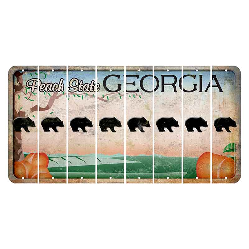 Georgia Peach State Cut License Plate Strips (Set of 8) Bear