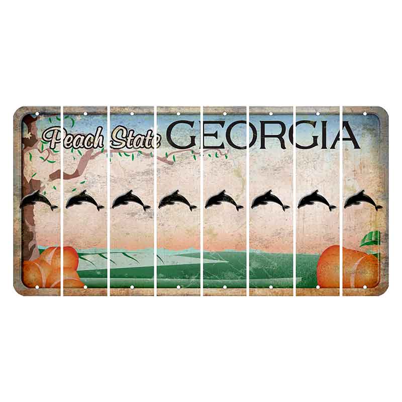 Georgia Peach State Cut License Plate Strips (Set of 8) Dolphin